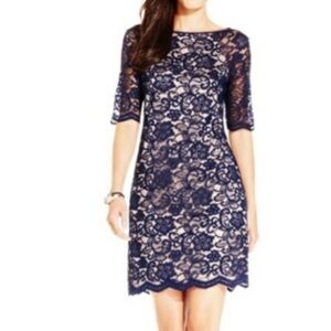 Vince Camuto Navy Blue Lined Lace Dress  Size 6